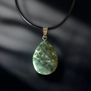 ⭐️ 5 for $25 Natural Stone Water Droplet Pendant Necklace on a Black Cord